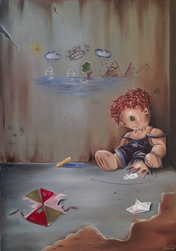 Emine Bostanci, Broken Kite
100x70cm, oil on canvas, 2022